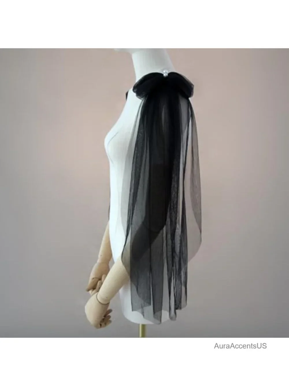 Tulle Pearl Double Shoulder Shawl Bridal Wrap Wedding Accessory